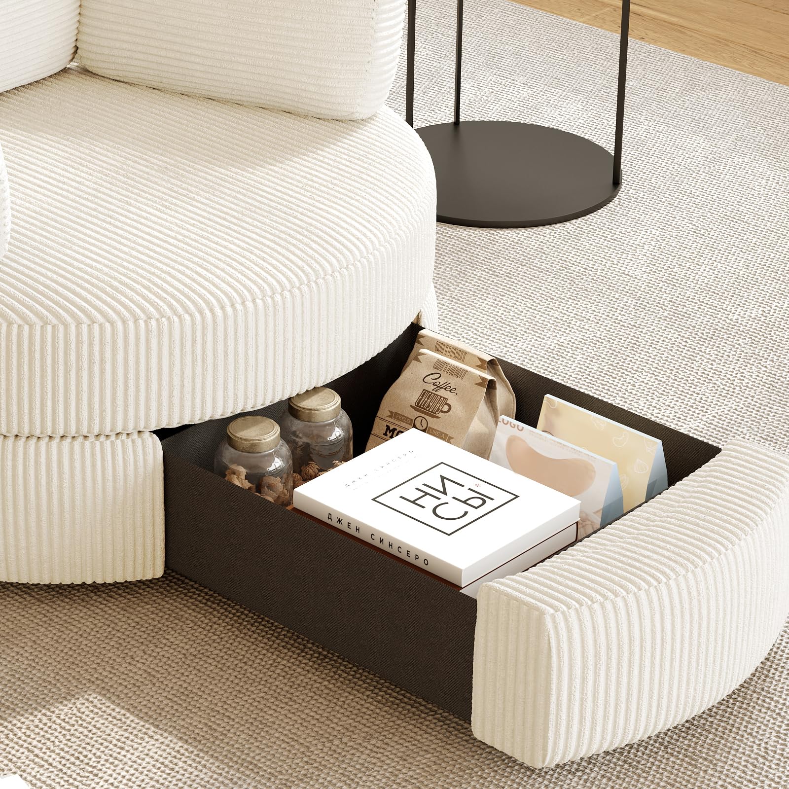 MEISSALIVVE Swivel Accent Chair with Half Moon Ottoman