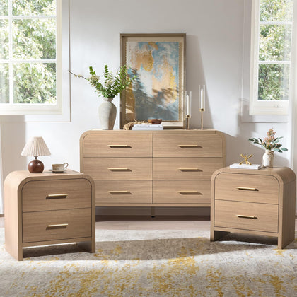 3-Piece Farmhouse Bedroom Set with Dresser & Nightstands