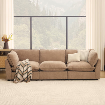 Modular Chenille Sectional Sofa with Deep Seats