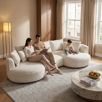mr.waiba 125” Modern Curved Boucle Sectional Couch