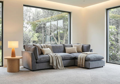 Modular Chenille Sectional Sofa with Deep Seats