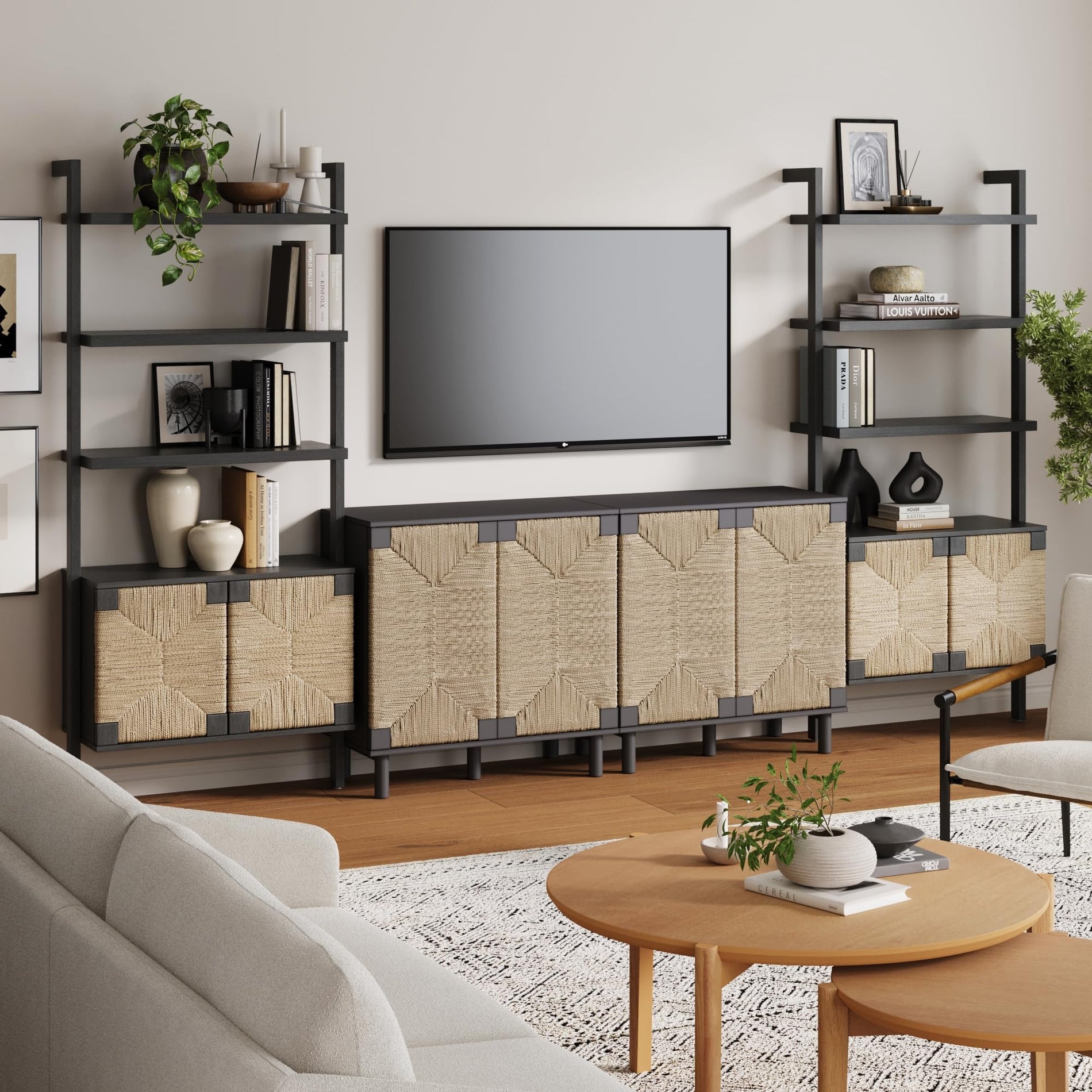 TV Stand with Shelves & Storage Cabinet