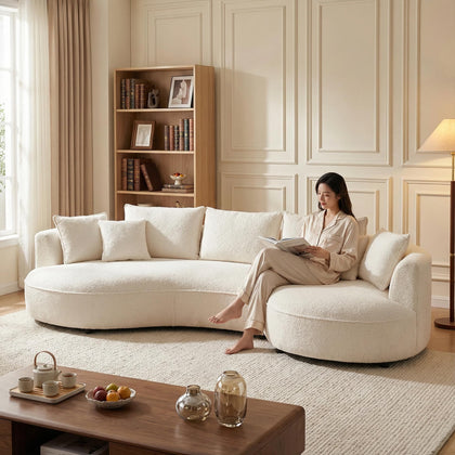 mr.waiba 125” Modern Curved Boucle Sectional Couch
