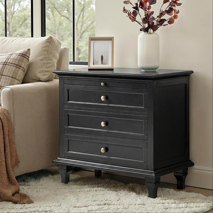 Farmhouse End Table with Charging Station & 3 Drawers