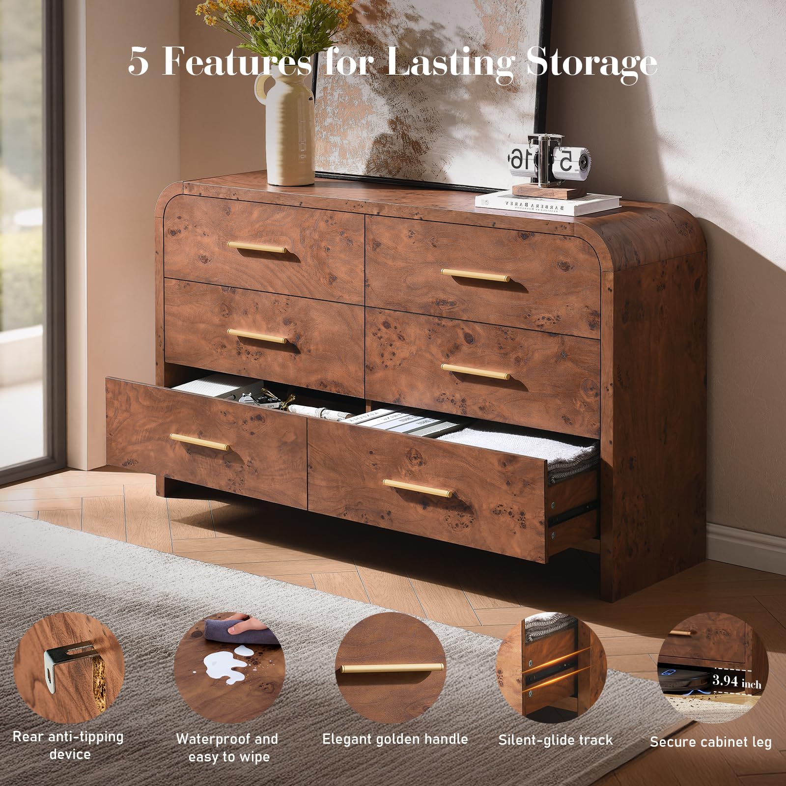 3-Piece Farmhouse Bedroom Set with Dresser & Nightstands