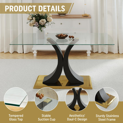 Glass Dining Table Set with Bouclé Chairs & Bench