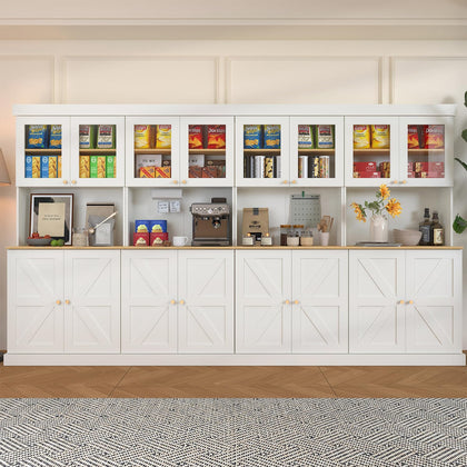 Farmhouse Pantry Cabinet with Glass Doors