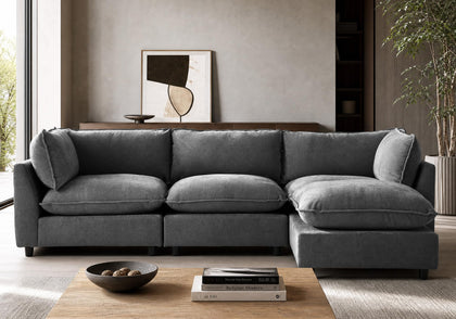 Modular Chenille Sectional Sofa with Deep Seats