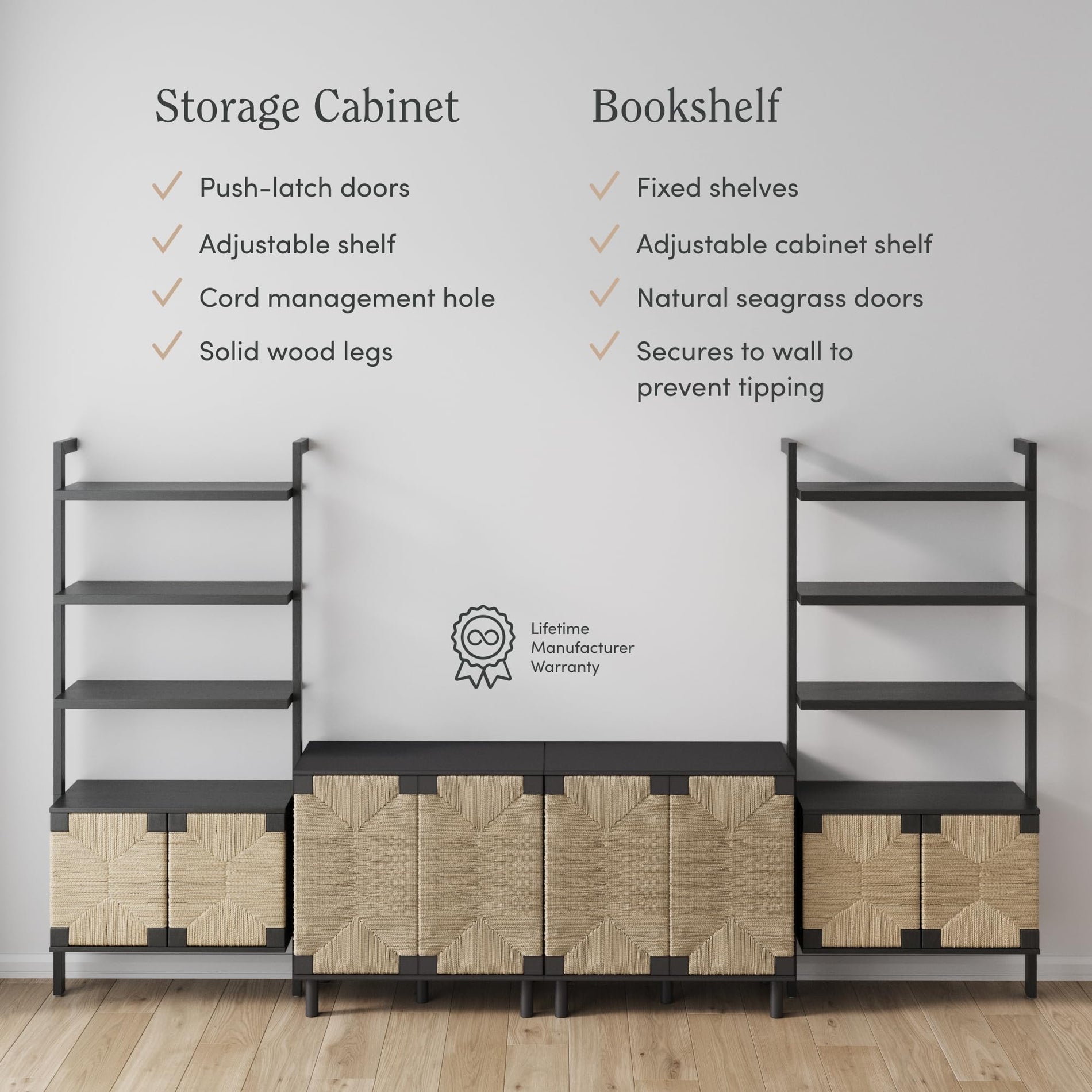 TV Stand with Shelves & Storage Cabinet