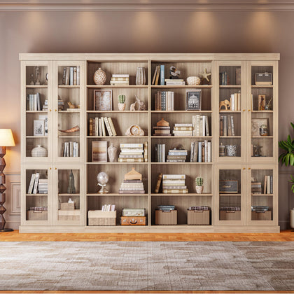 Vyre 70.8" Tall Farmhouse Bookshelf with Glass Doors-260513