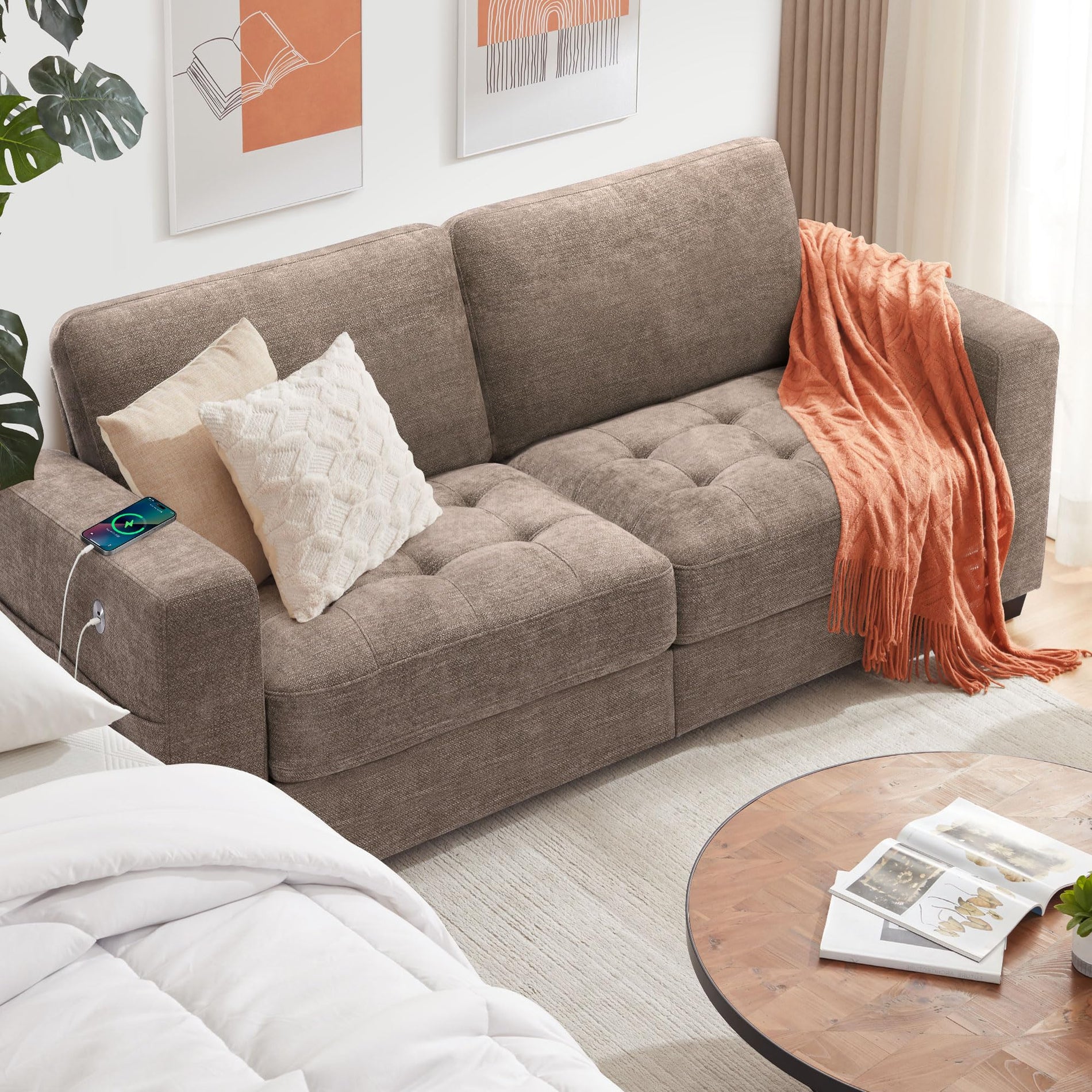 Ihanherry Modern Sofa Chenille Couch 2/3 Seats Loveseat