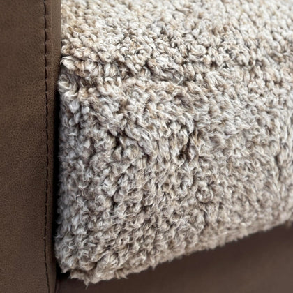 Leather Accent Chair & Ottoman Set with Sherpa Cushion