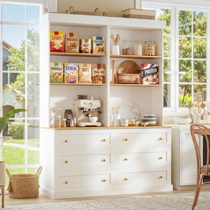 Farmhouse Pantry Cabinet with Glass Doors