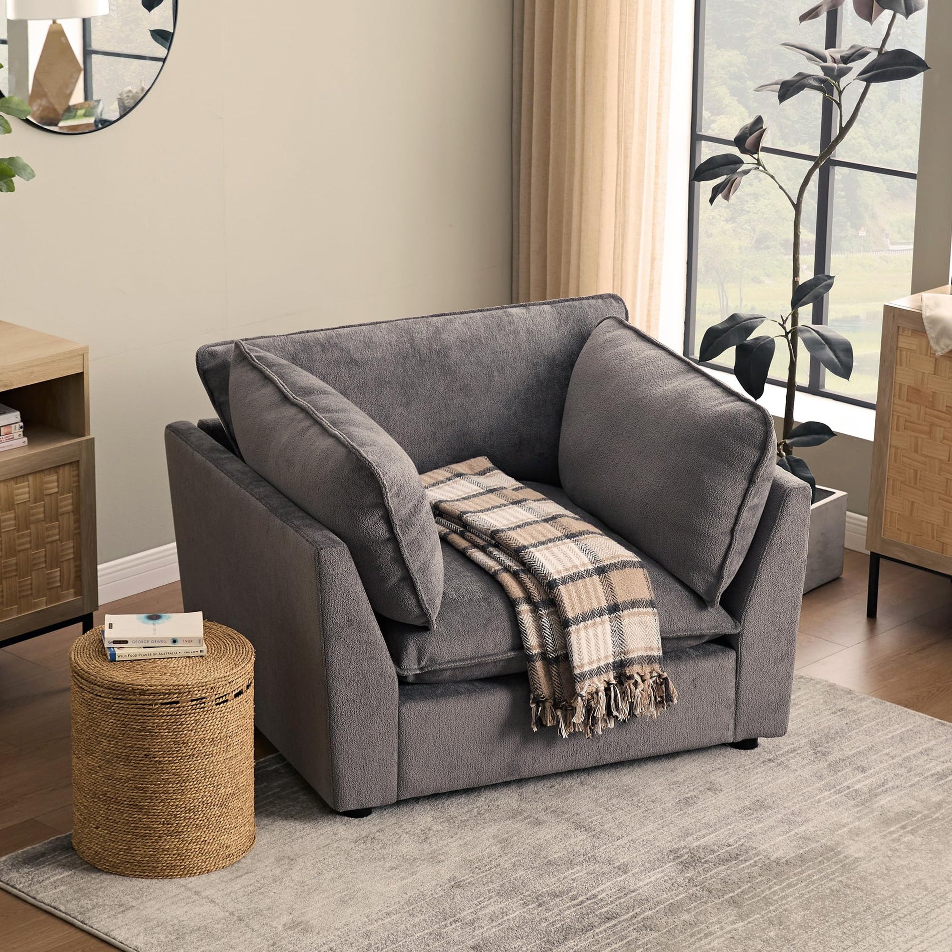 Modular Chenille Sectional Sofa with Deep Seats