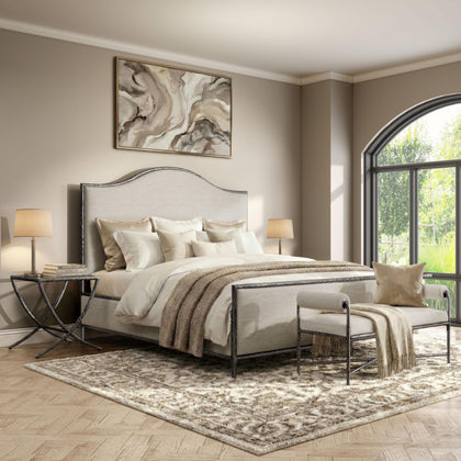 4-Piece Bedroom Set with Upholstered Bed, Bench & Nightstands
