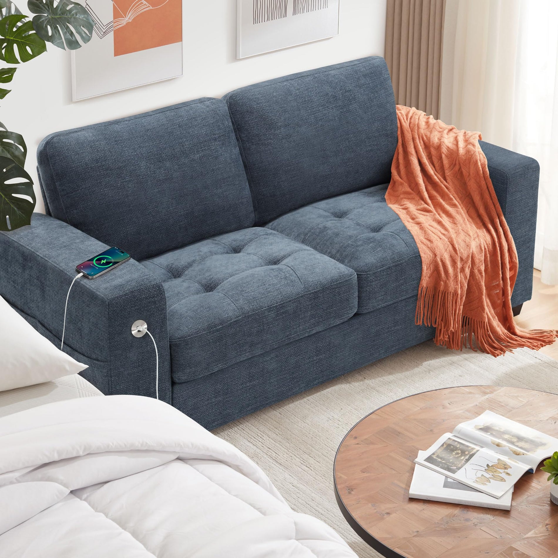 Ihanherry Modern Sofa Chenille Couch 2/3 Seats Loveseat