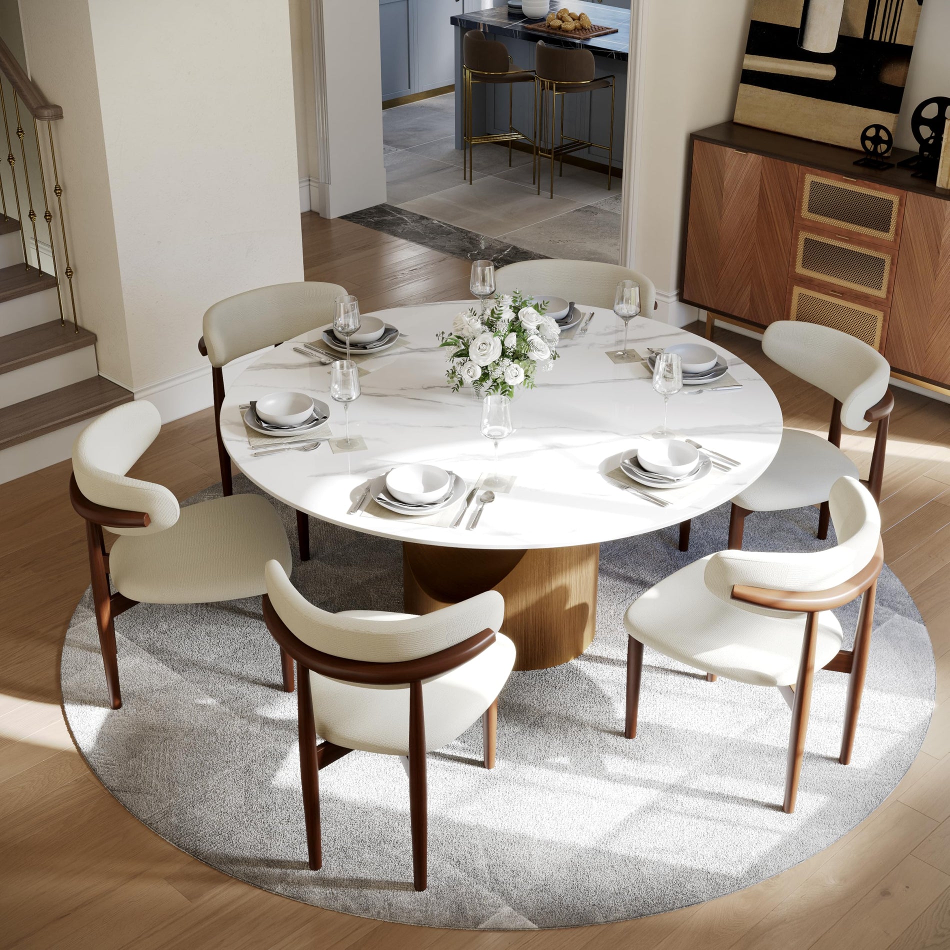 POVISON Modern Dining Table Sintered Stone Tabletop