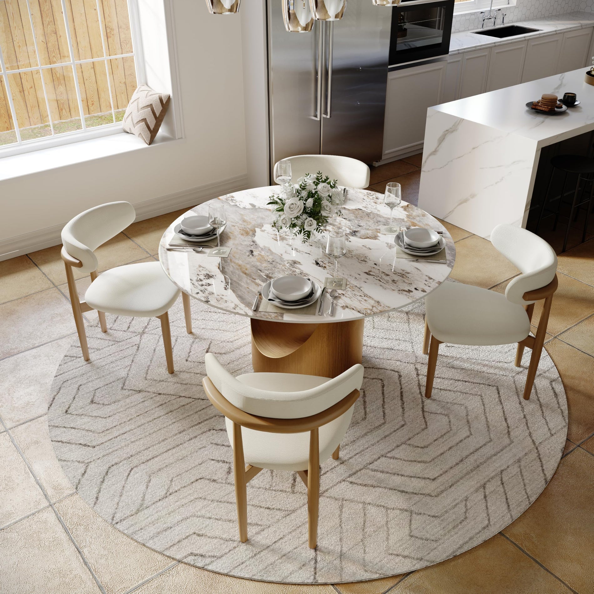 POVISON Modern Dining Table Sintered Stone Tabletop