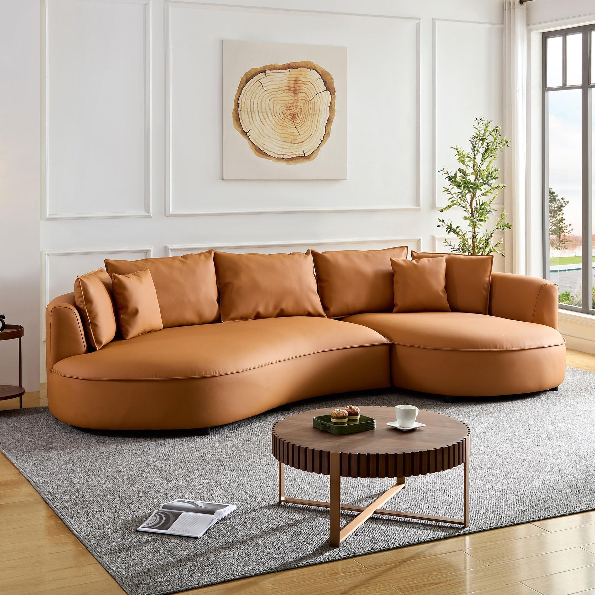 mr.waiba 125” Modern Curved Boucle Sectional Couch