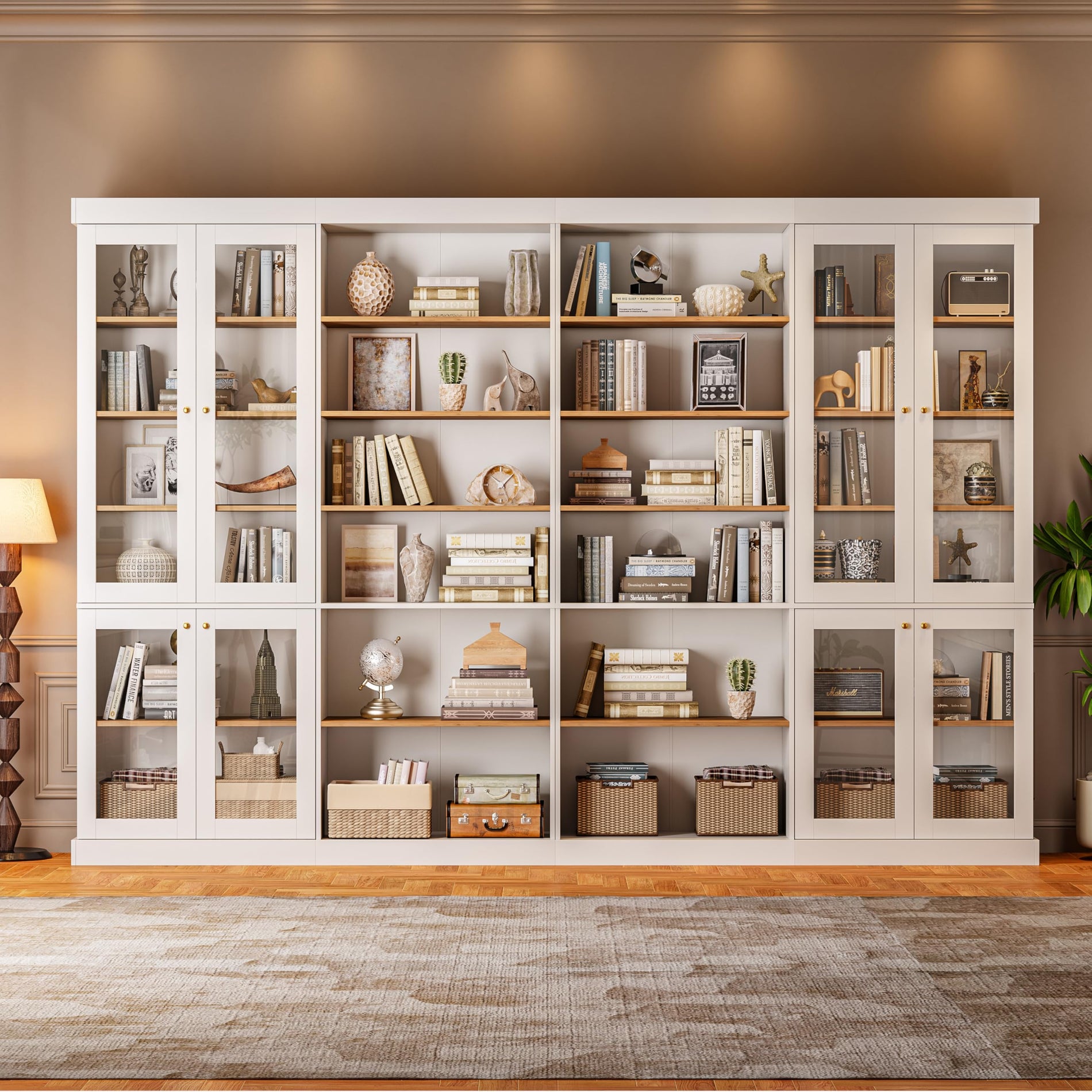 Vyre 70.8" Tall Farmhouse Bookshelf with Glass Doors-260513