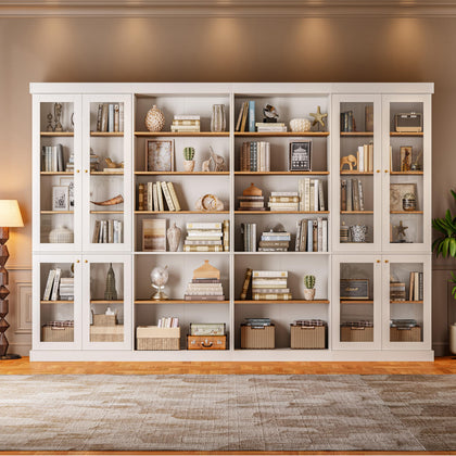 Vyre 70.8" Tall Farmhouse Bookshelf with Glass Doors-260513