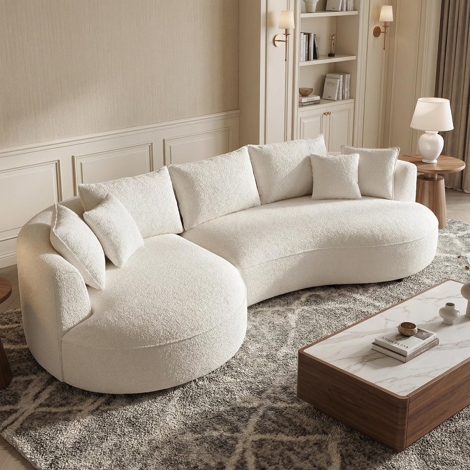mr.waiba 125” Modern Curved Boucle Sectional Couch