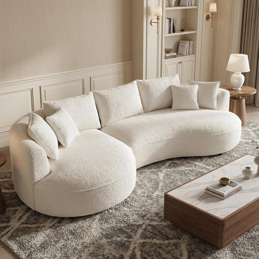 mr.waiba 125” Modern Curved Boucle Sectional Couch