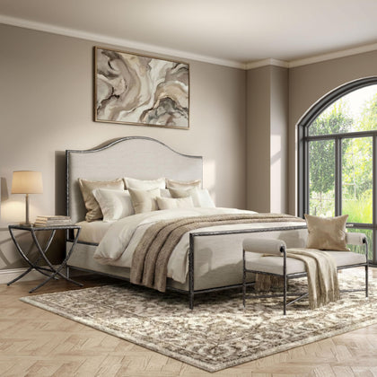 4-Piece Bedroom Set with Upholstered Bed, Bench & Nightstands