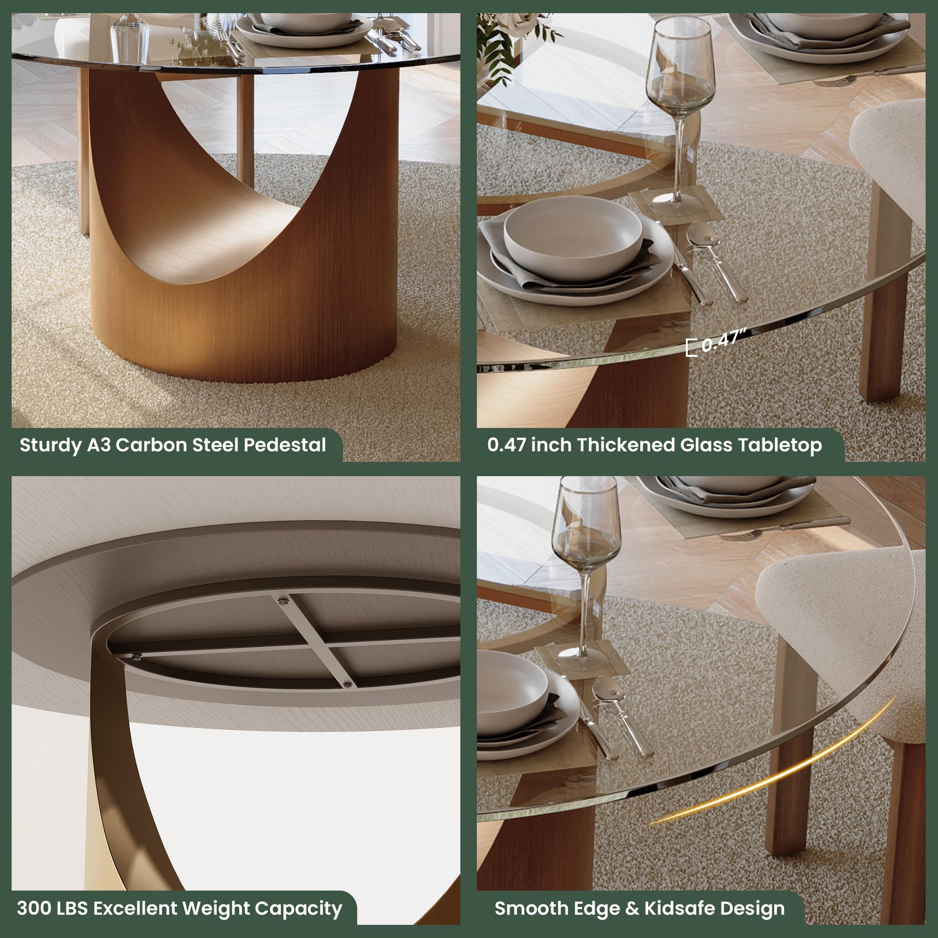 POVISON Modern Dining Table Sintered Stone Tabletop