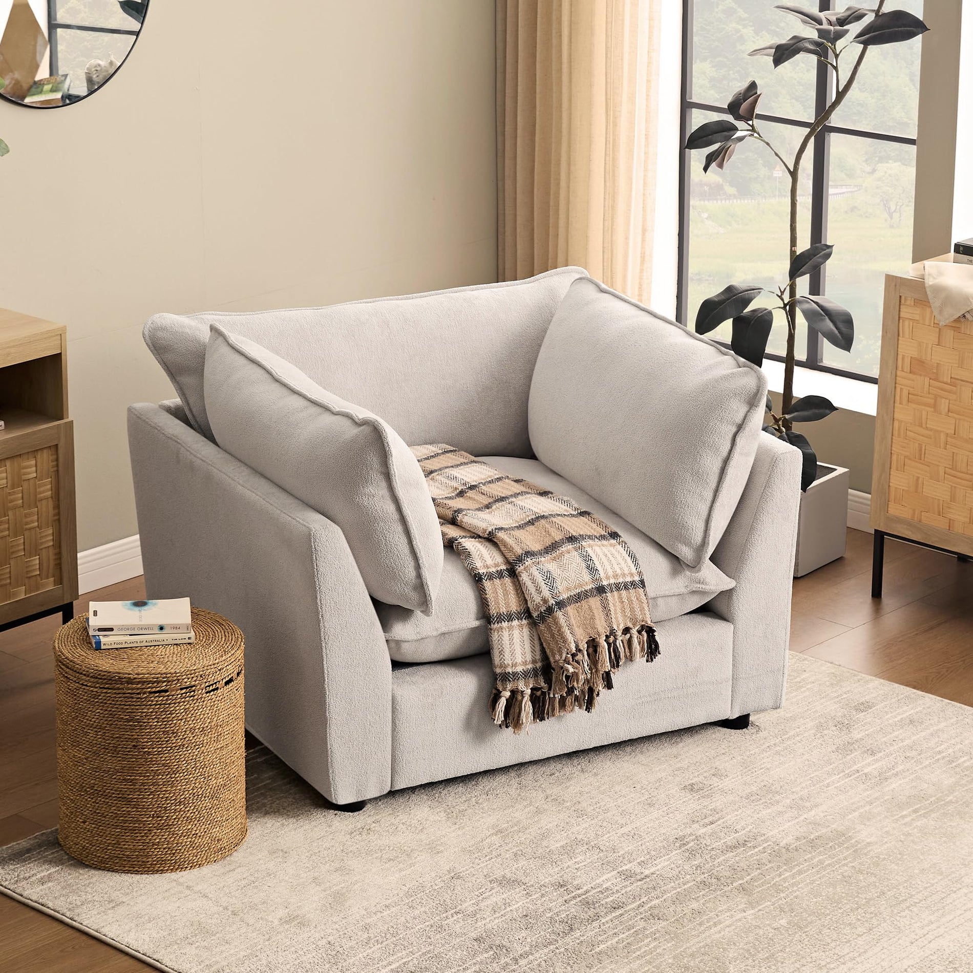 Modular Chenille Sectional Sofa with Deep Seats