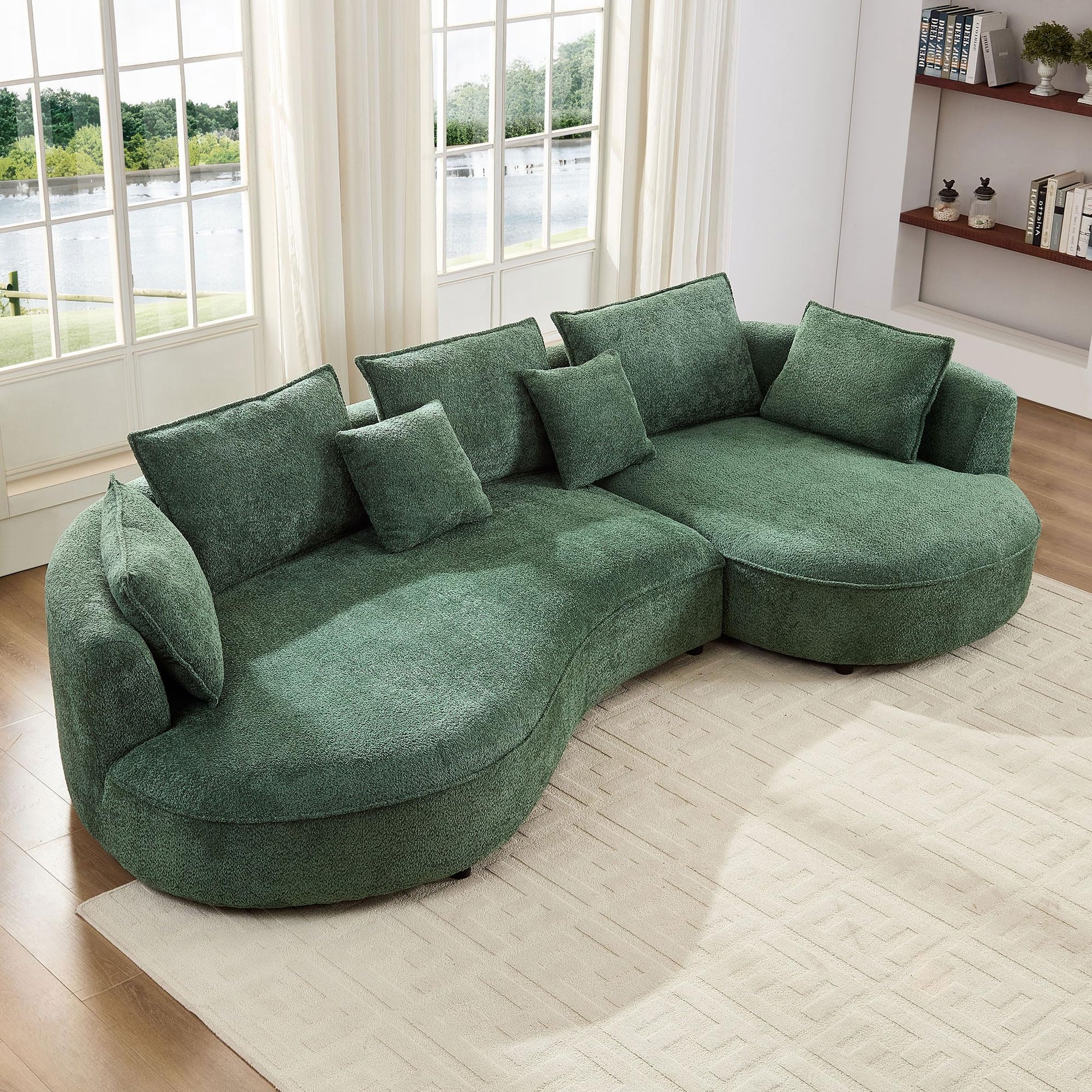 mr.waiba 125” Modern Curved Boucle Sectional Couch