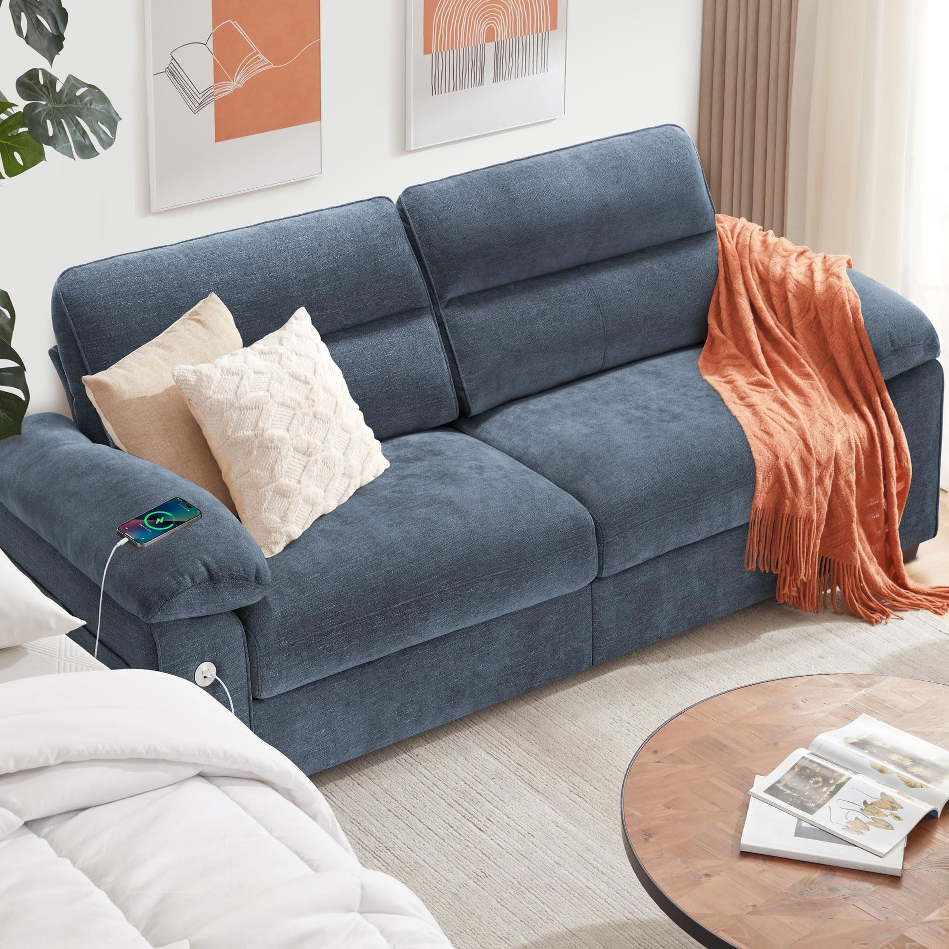 Ihanherry Modern Sofa Chenille Couch 2/3 Seats Loveseat