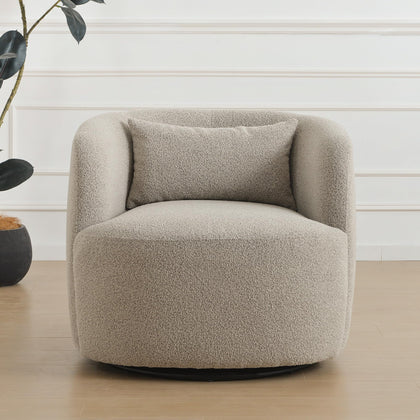Bouclé Swivel Barrel Chairs Set of 2
