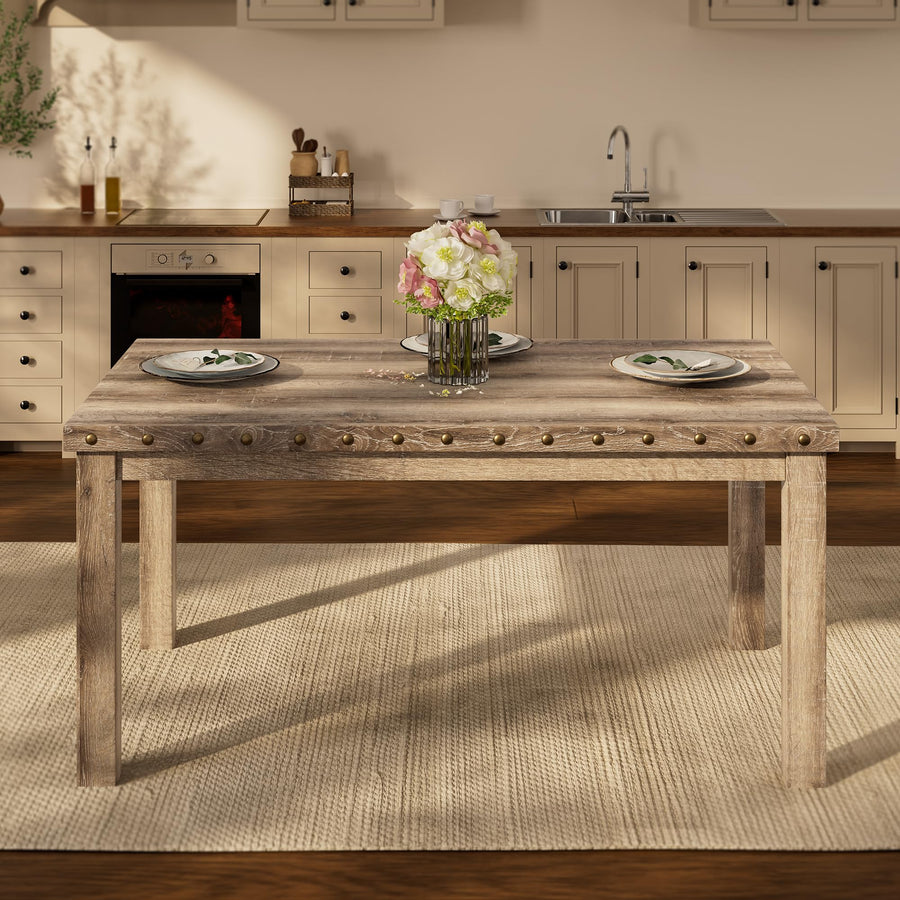 Farmhouse Dining Table Set with 4 Chairs & Bench