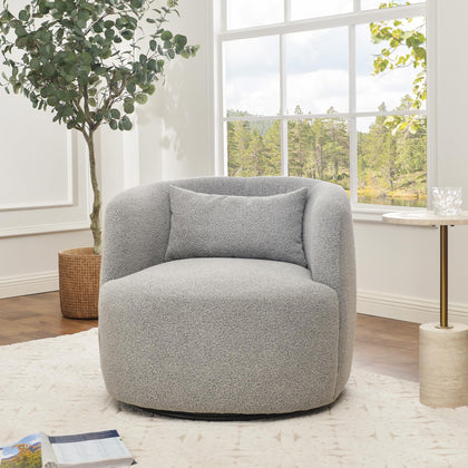 Bouclé Swivel Barrel Chairs Set of 2