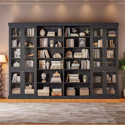 Vyre 70.8" Tall Farmhouse Bookshelf with Glass Doors-260513