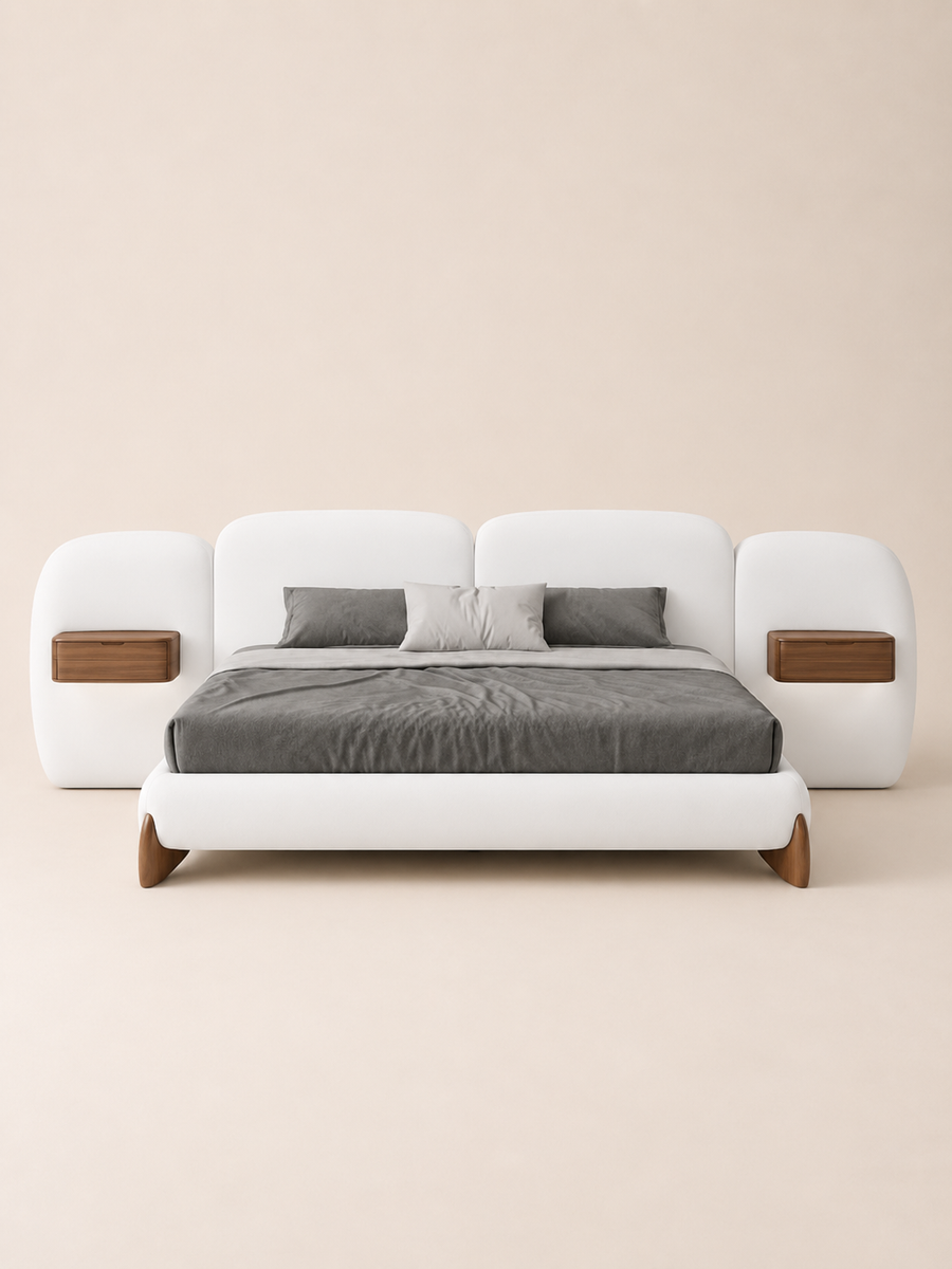 Bouclé Platform Bed Set